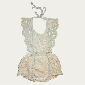 NWOT Elegant Ivory Lace Embroidered Linen Girl’s Bodysuit‎ EU 100/US 3-4T